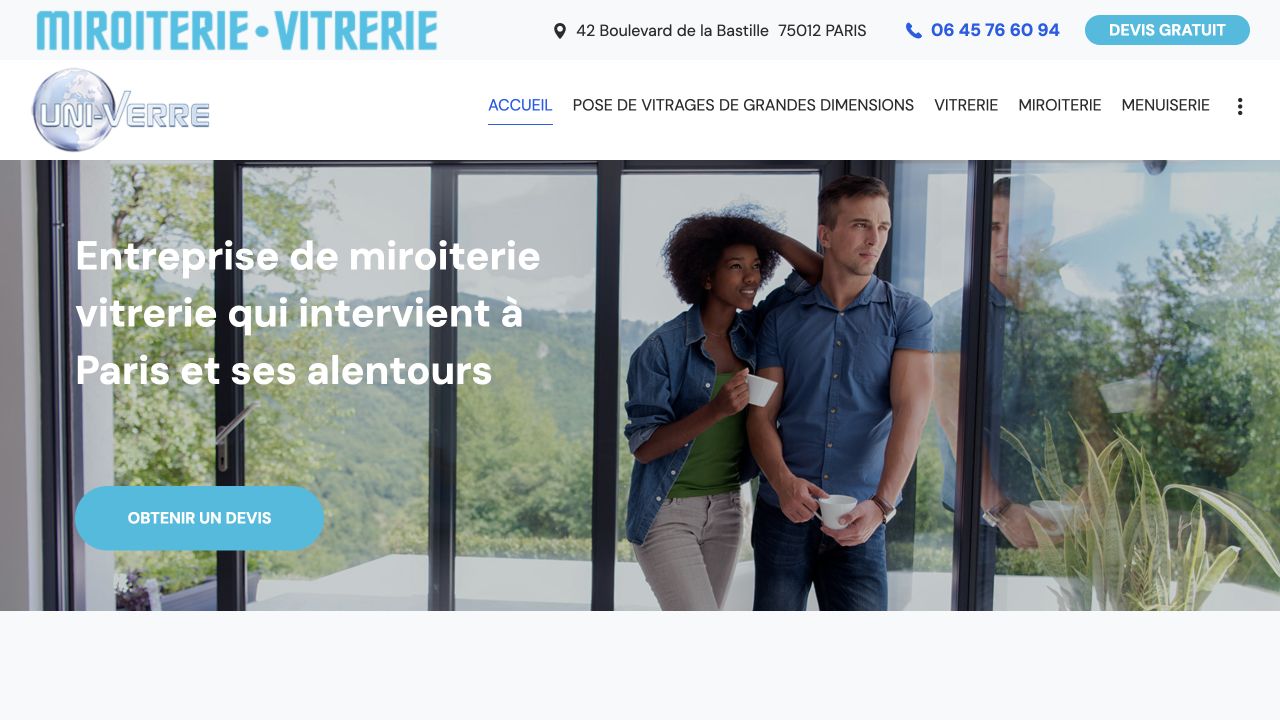Capture du site de Uni-Verre IDF