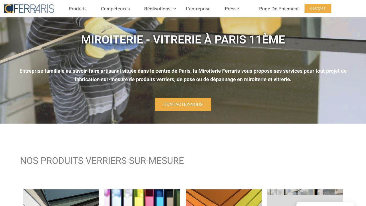 Capture du site de Miroiterie Ferraris