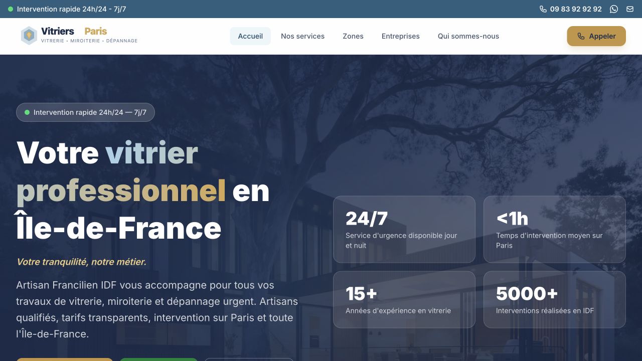 Capture du site de Artisan Francilien IDF