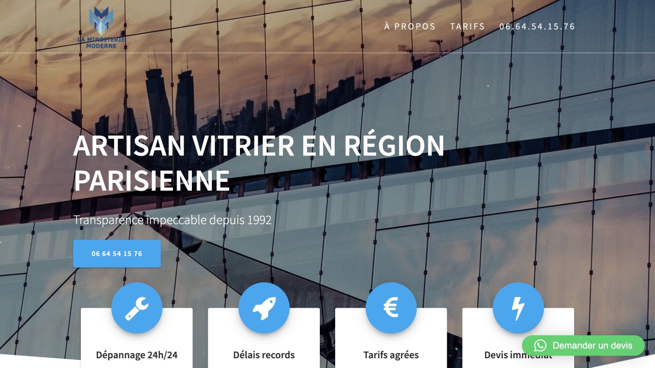 Capture du site de La Miroiterie Moderne & Services