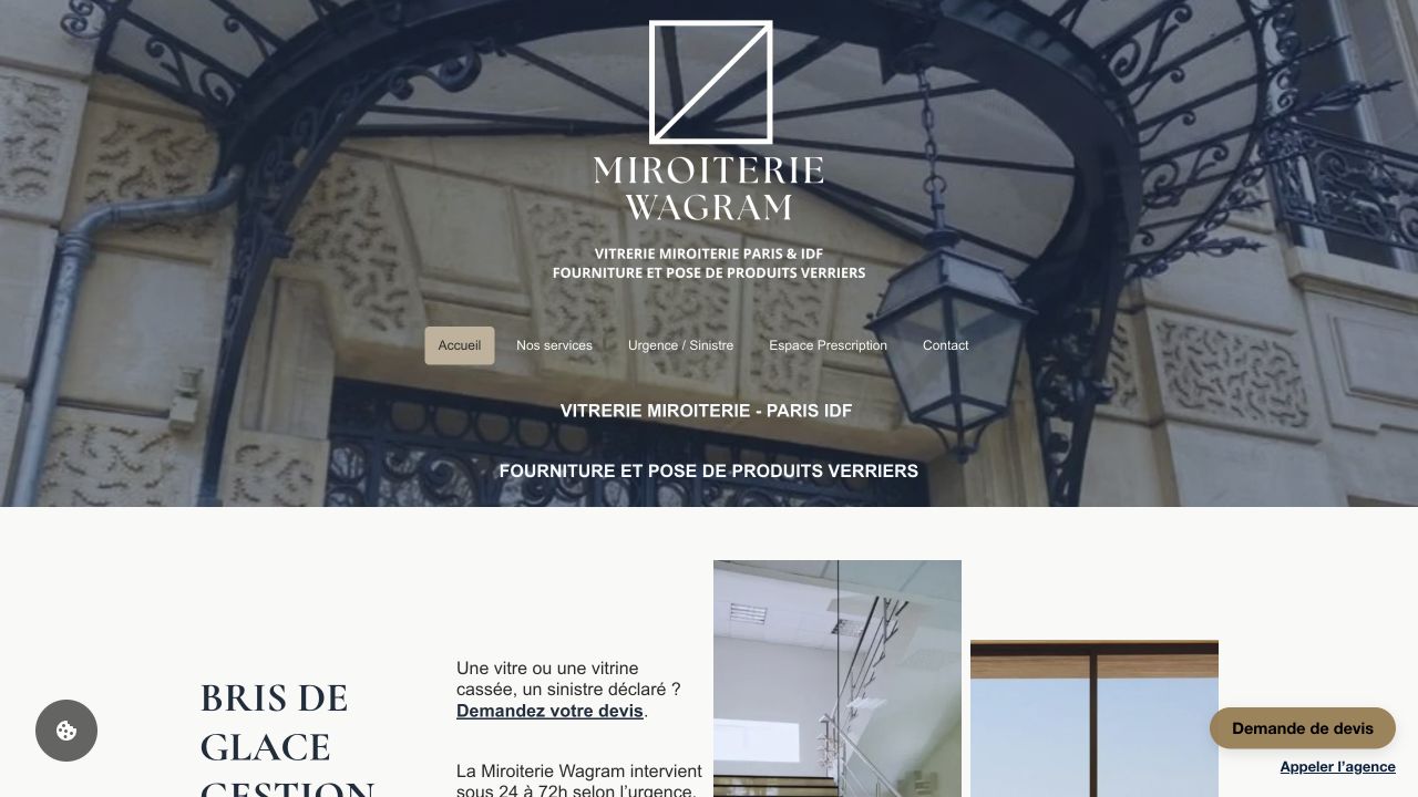 Capture du site de Miroiterie Wagram