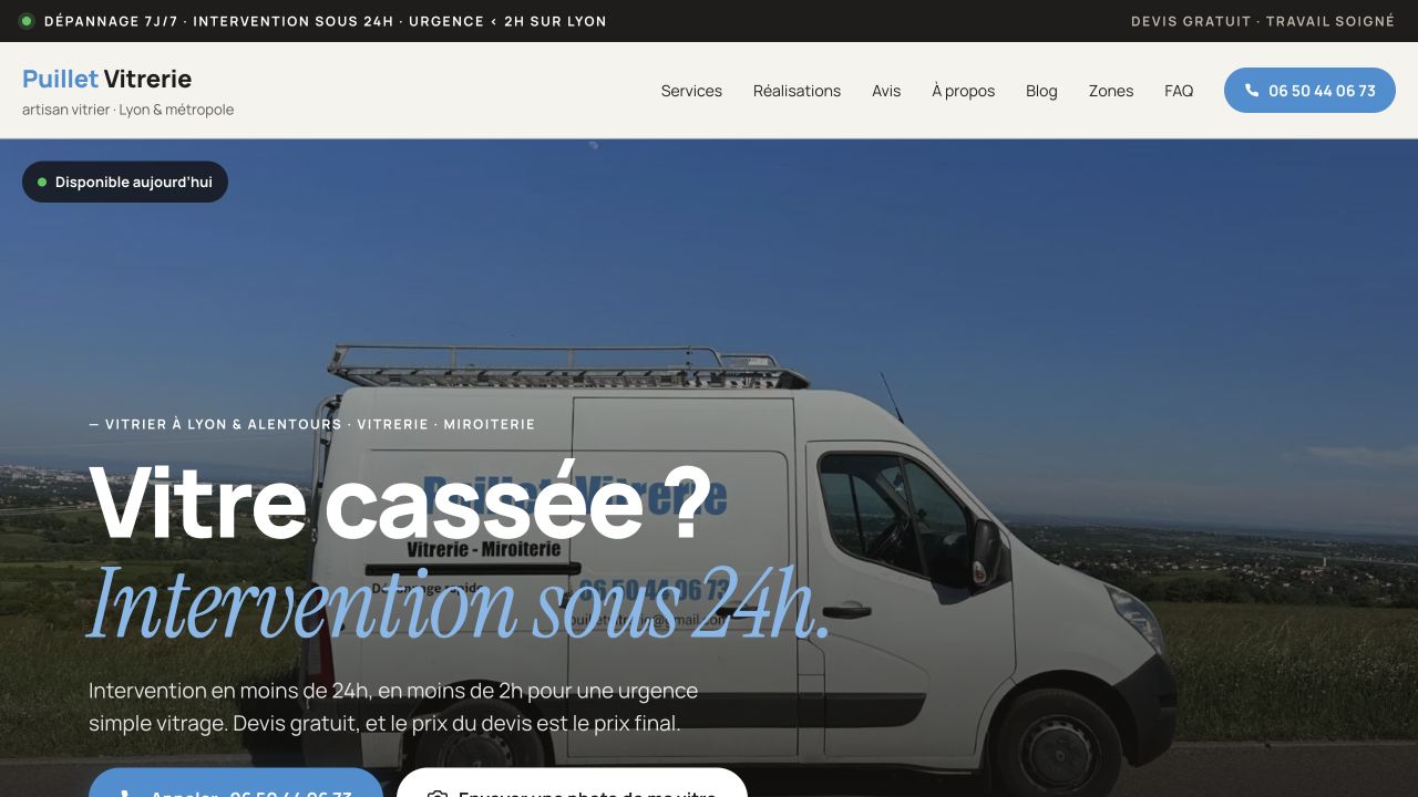 Capture du site de Puillet Vitrerie